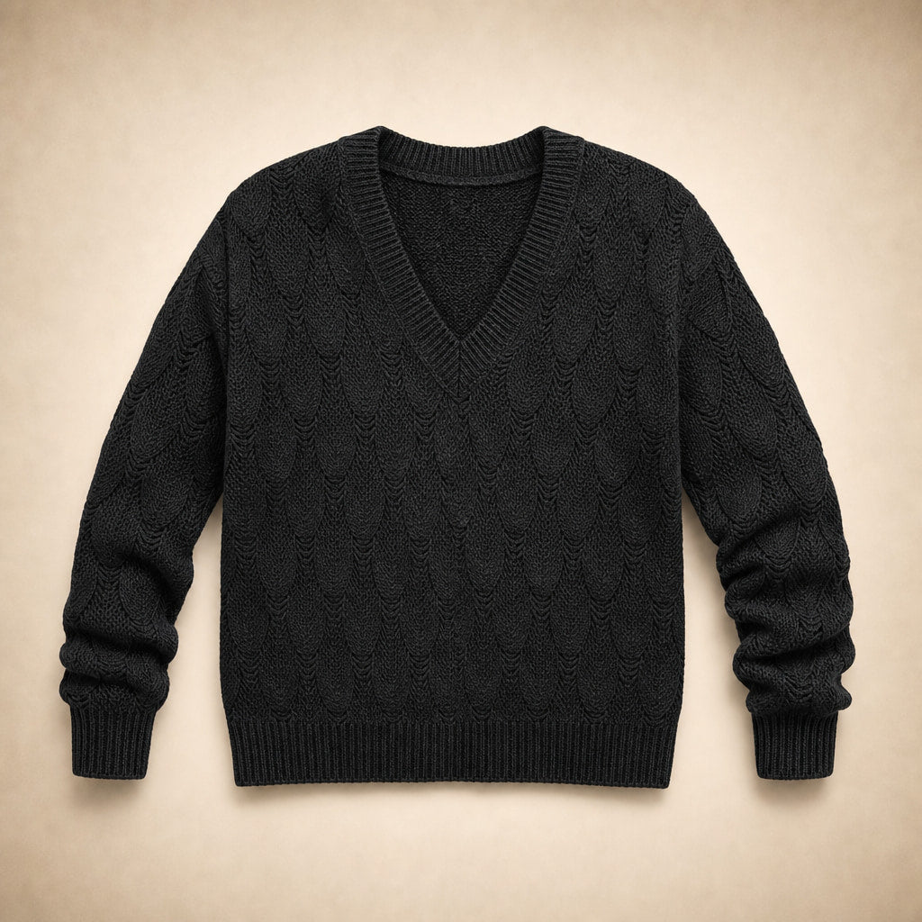 V-Neck Sweater For Women Black – Product Photo
