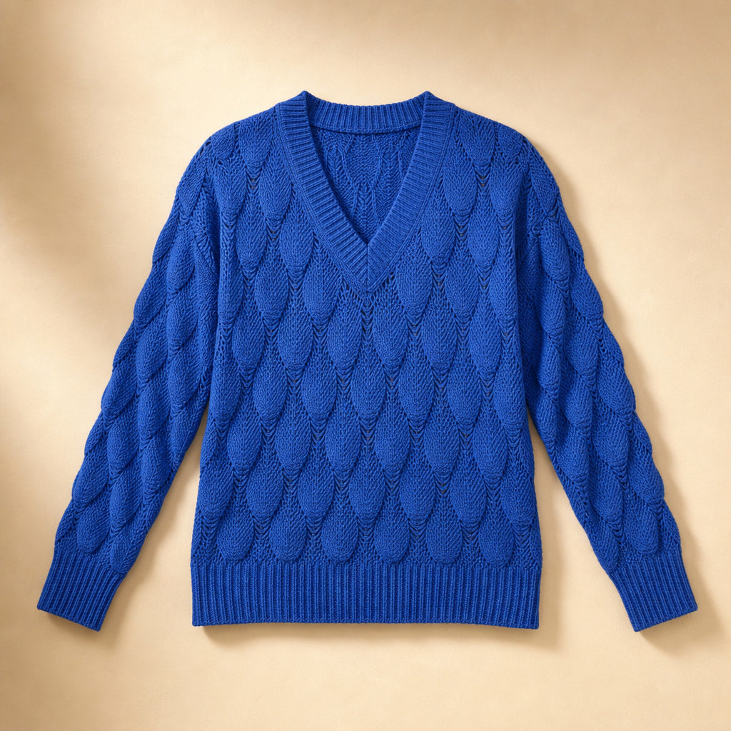 V-Neck Sweater For Women Blue – Product Photo