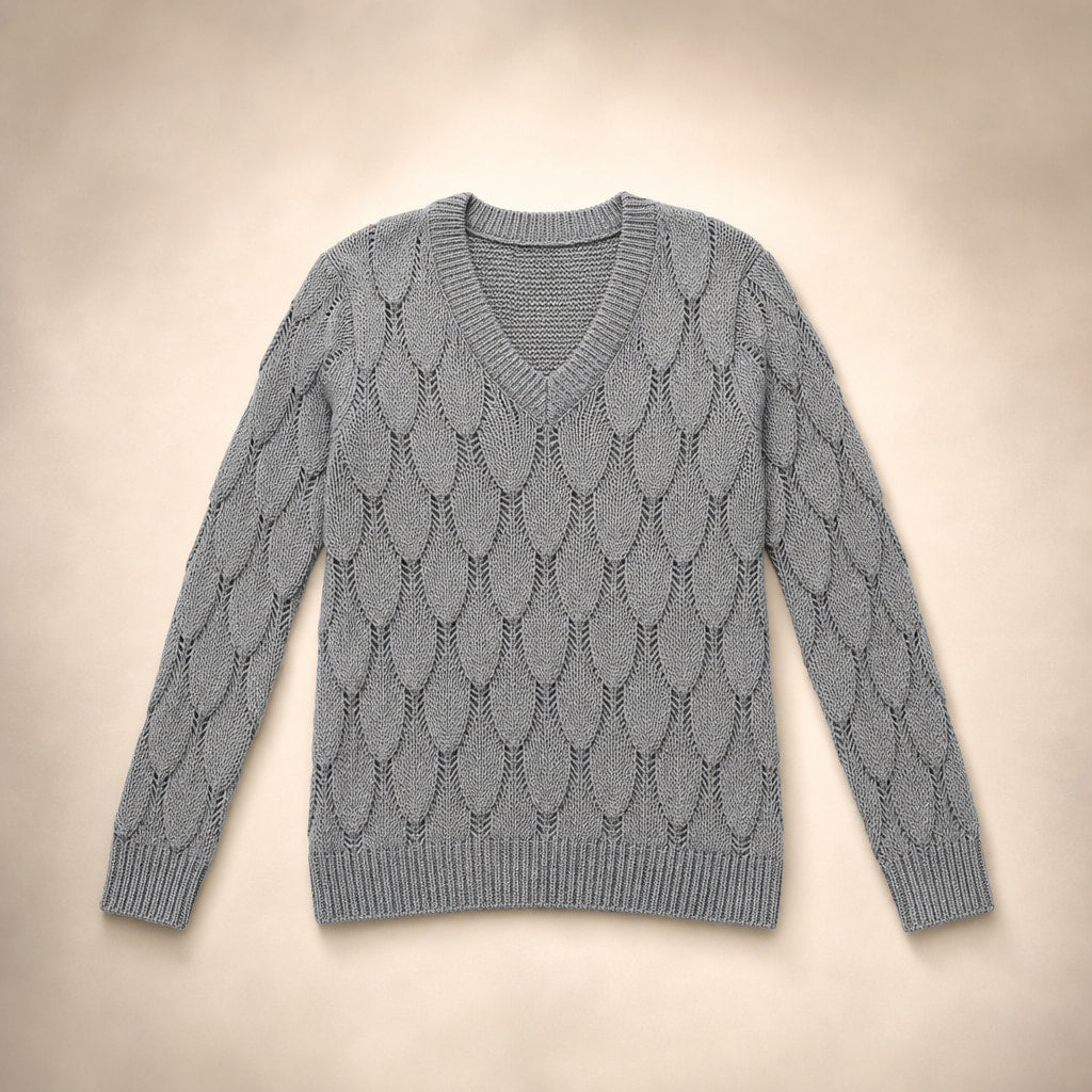 V-Neck Sweater For Women Grey – Product Photo