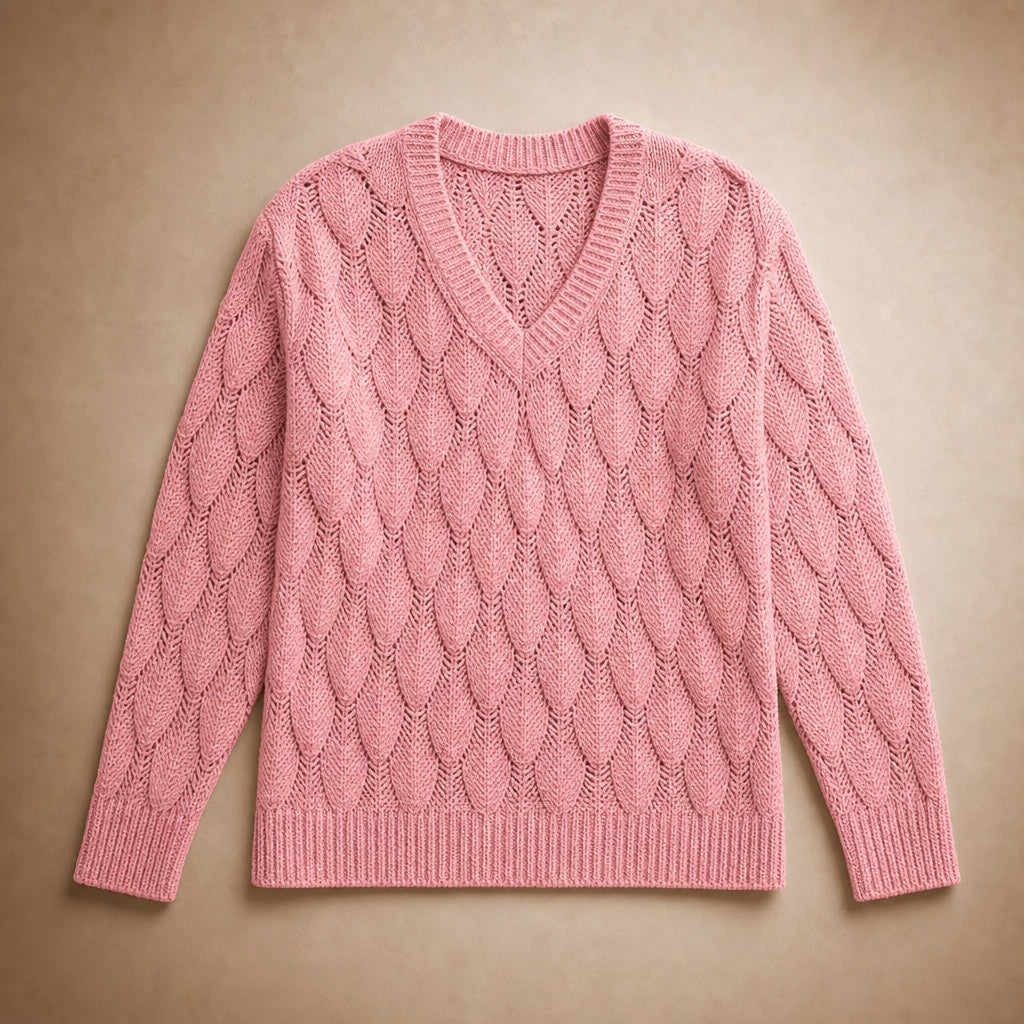 V-Neck Sweater For Women Pink – Product Photo