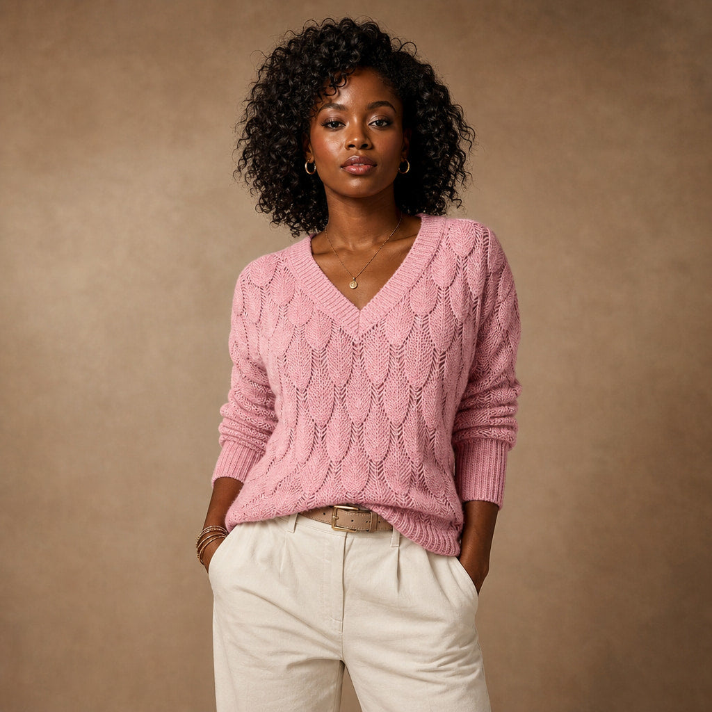 V-Neck Sweater For Women in Pink – Mampierimoda Premium Womenswear