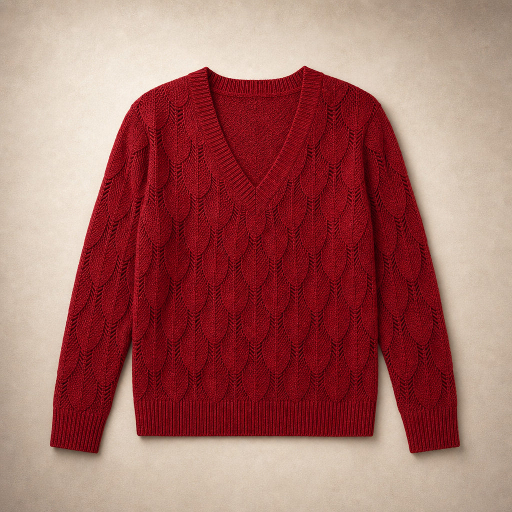 V-Neck Sweater For Women Red – Product Photo
