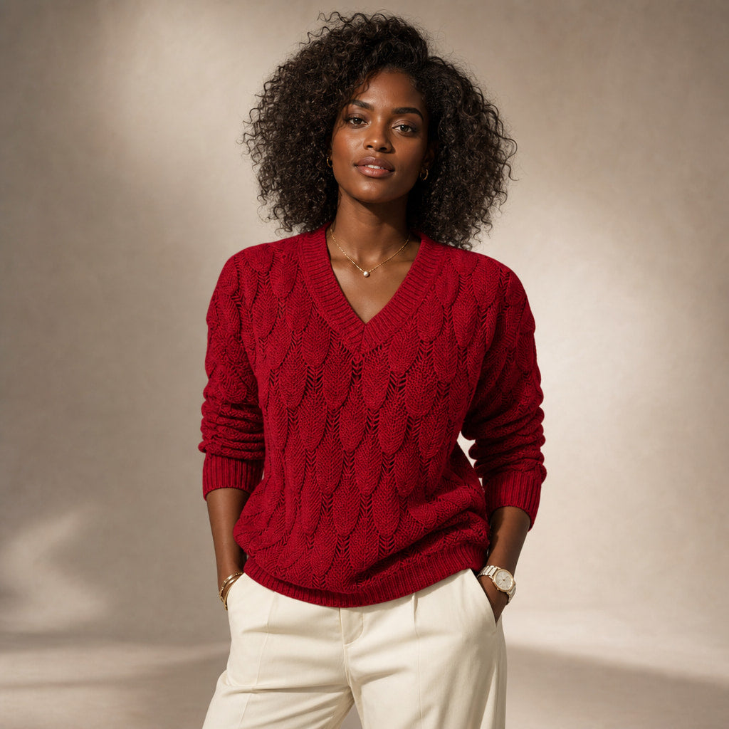 V-Neck Sweater For Women in Red – Mampierimoda Premium Womenswear