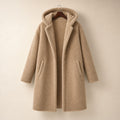 Warm Long Teddy Coat with Luxurious Fleece Lining For Women Beige – Product Photo