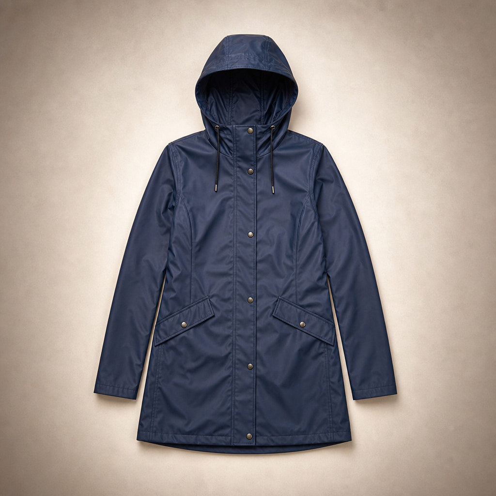 Waterproof Jacket For Women Navy Blue – Flat Lay Product Photo