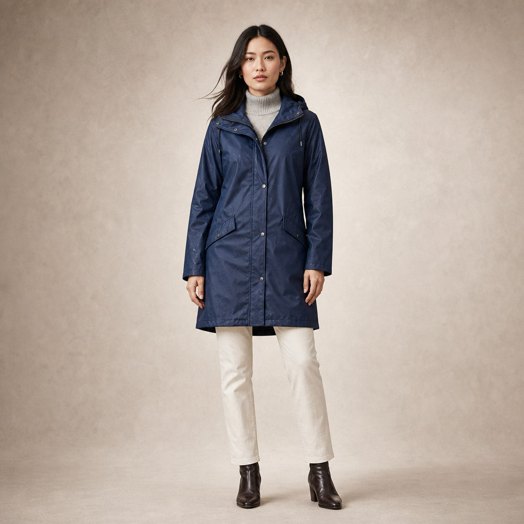 Waterproof Jacket For Women in Navy Blue – Mampierimoda Premium Womenswear