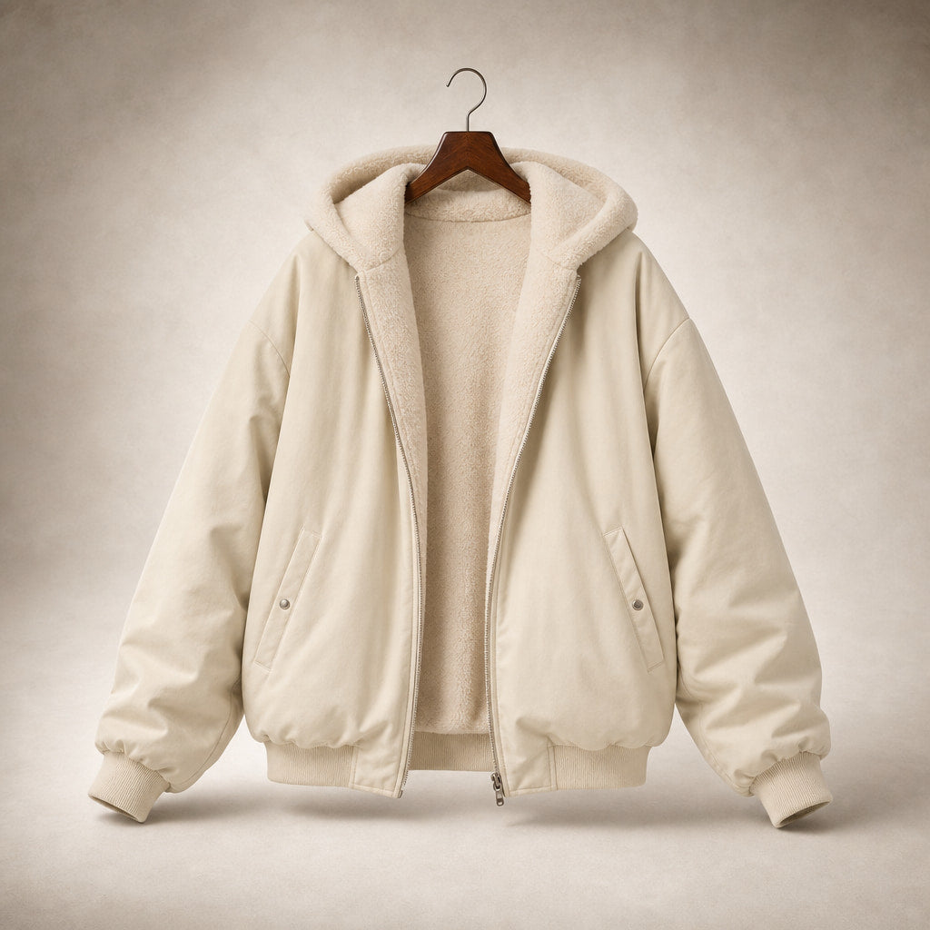 Winter/Autumn Comfort Bomber Jacket For Women Beige – Product Photo