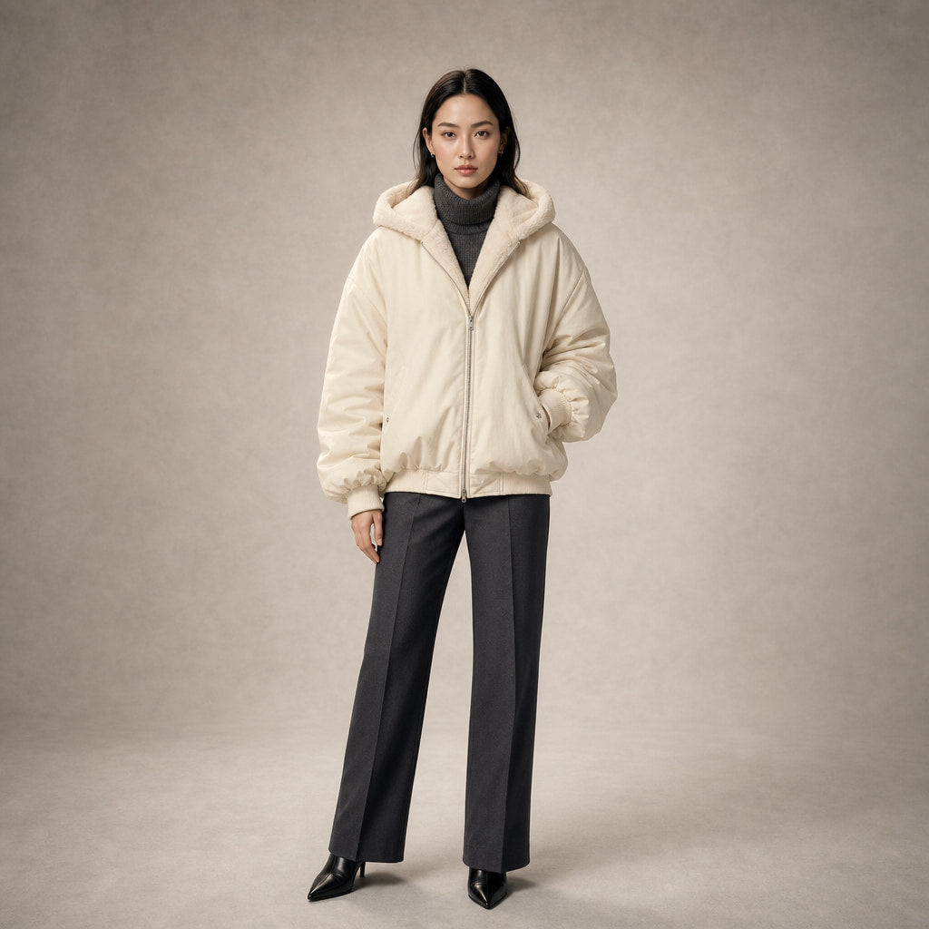 Winter/Autumn Comfort Bomber Jacket For Women in Beige – Mampierimoda Premium Womenswear
