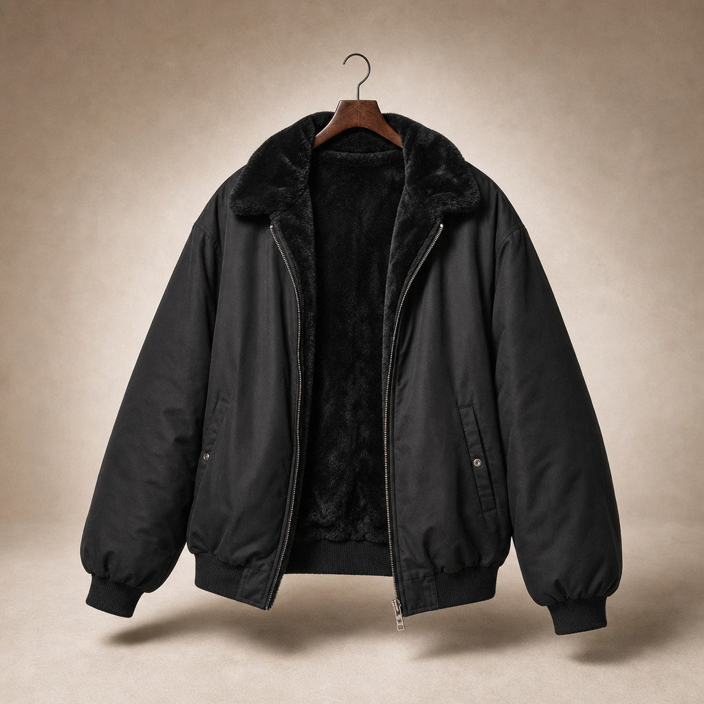 Winter/Autumn Comfort Bomber Jacket For Women Black – Product Photo