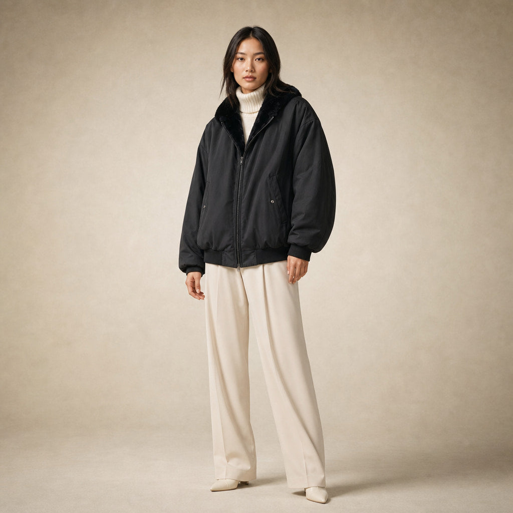 Winter/Autumn Comfort Bomber Jacket For Women in Black – Mampierimoda Premium Womenswear