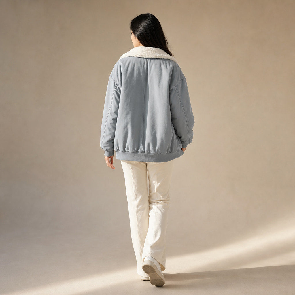 Winter/Autumn Comfort Bomber Jacket For Women Grey – Full Look