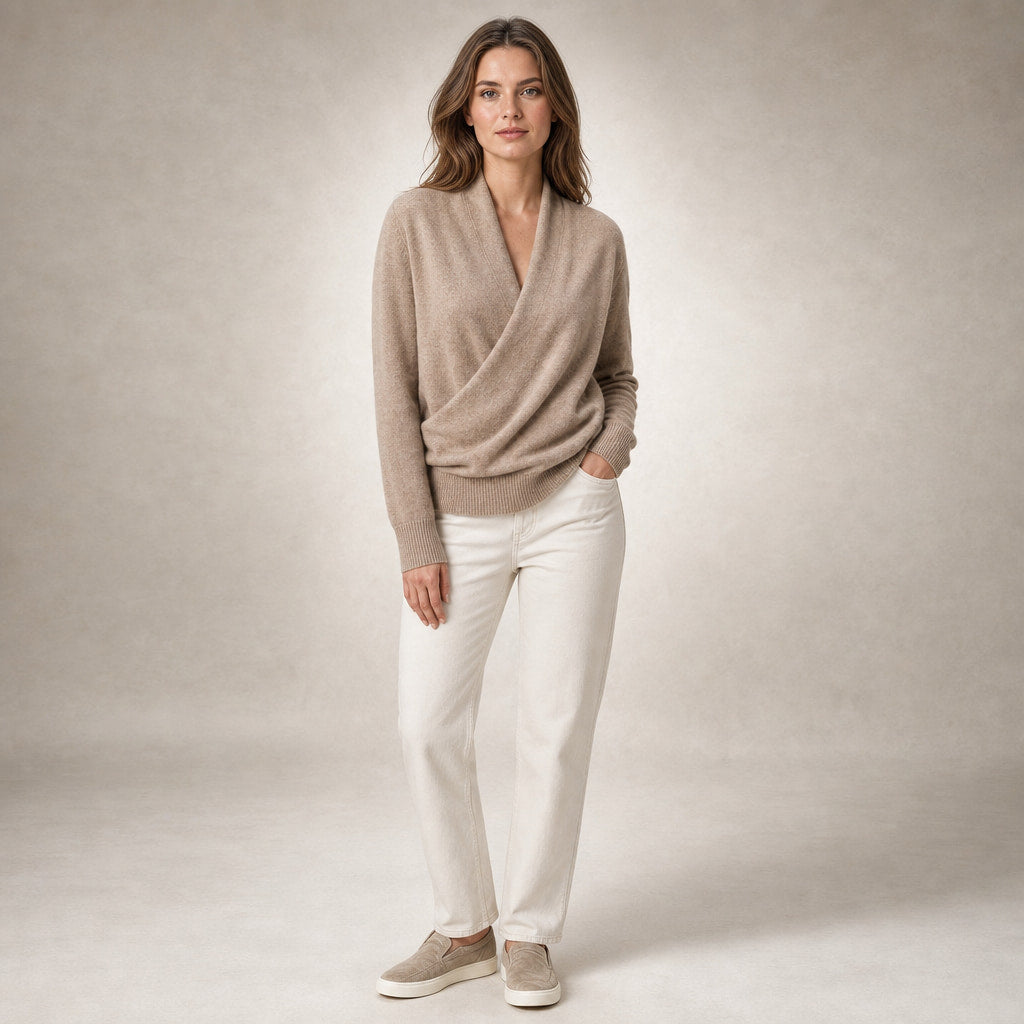 Wool Sweater For Women Beige – Full Look