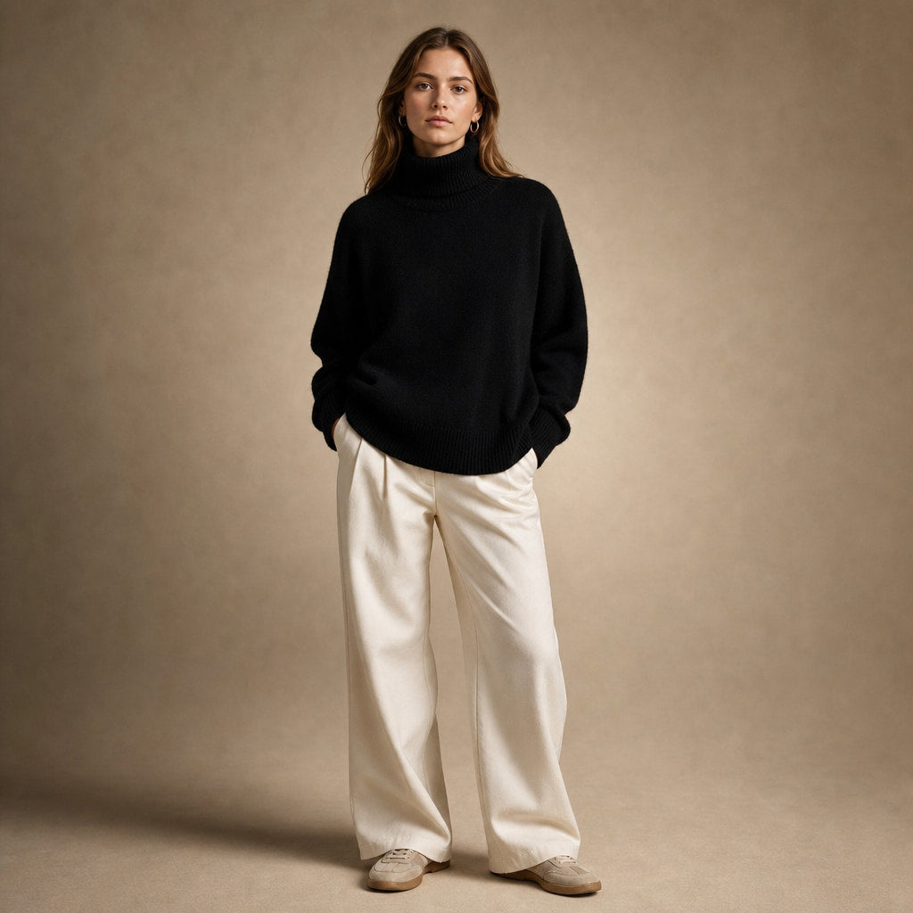 Elegant Cashmere Sweater for Women in Black – Mampierimoda Premium Womenswear