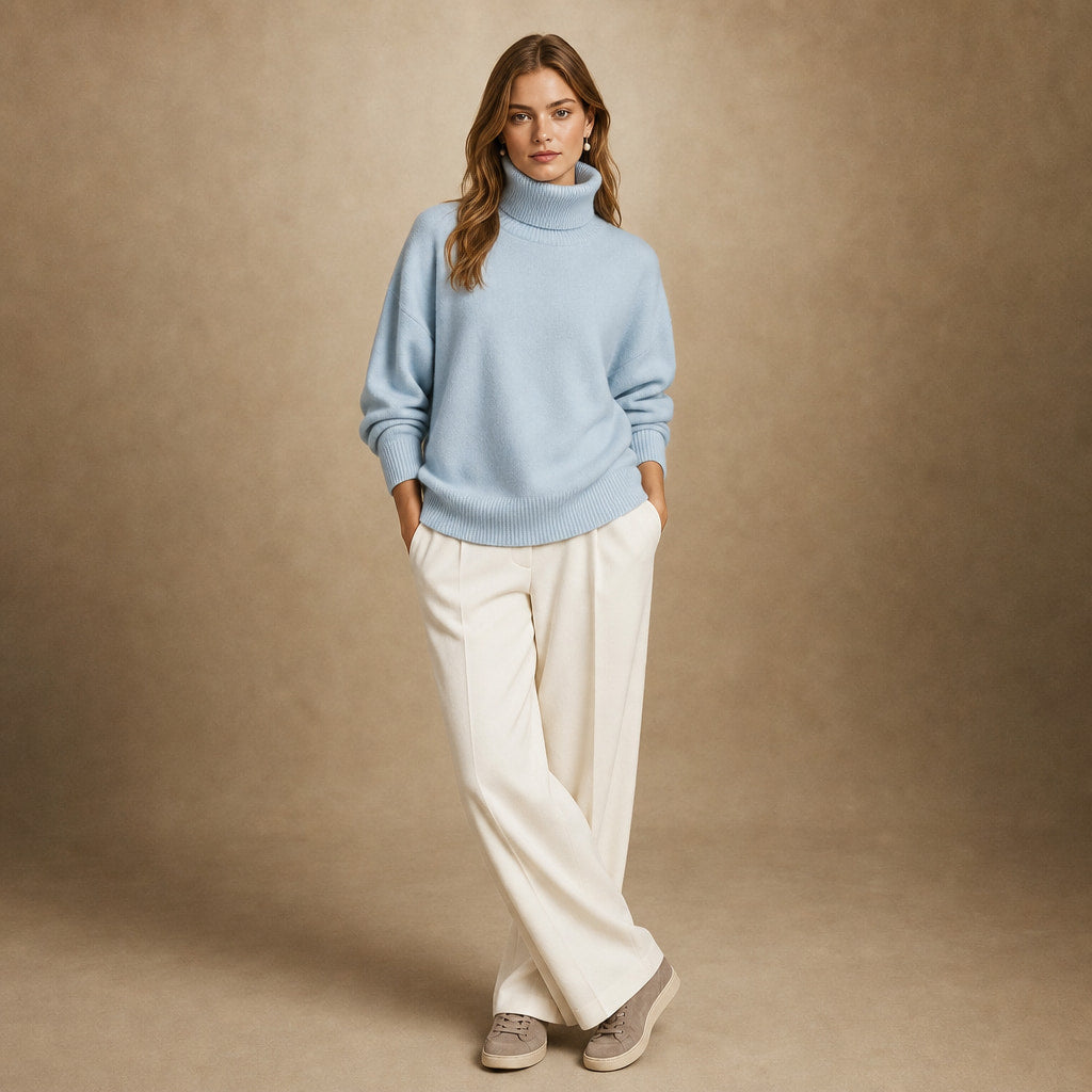 Elegant Cashmere Sweater for Women in Blue – Mampierimoda Premium Womenswear