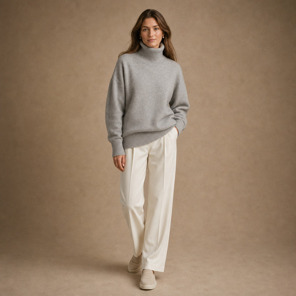 Elegant Cashmere Sweater for Women in Gray – Mampierimoda Premium Womenswear