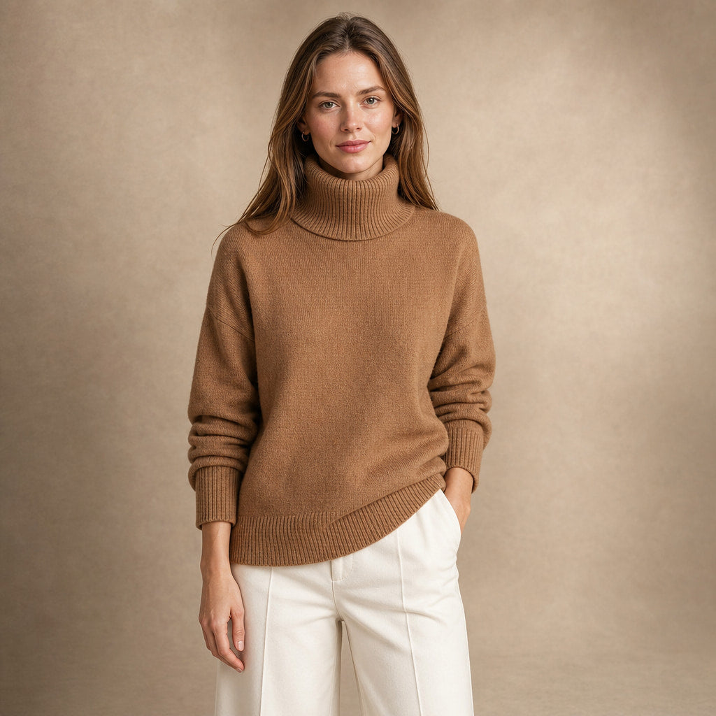 Elegant Cashmere Sweater for Women in Khaki – Mampierimoda Premium Womenswear
