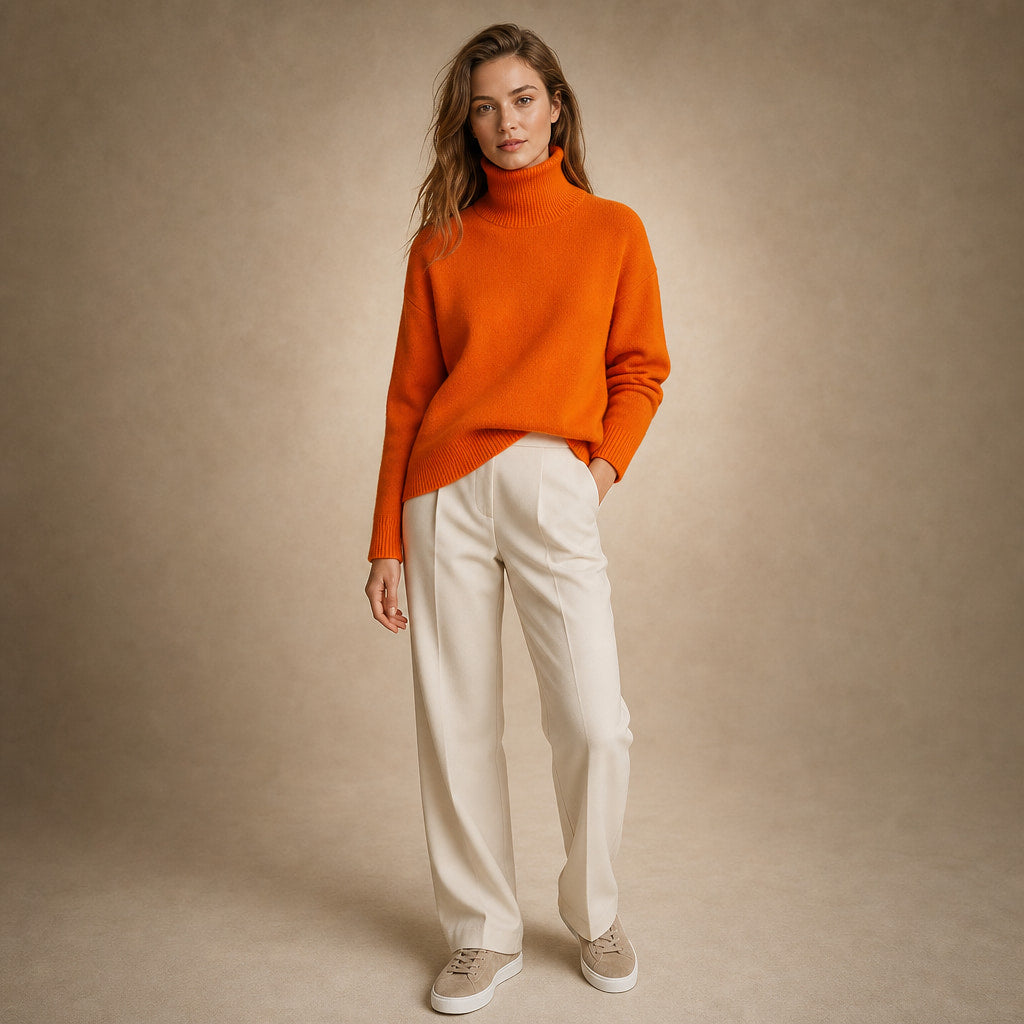Elegant Cashmere Sweater for Women in Orange – Mampierimoda Premium Womenswear