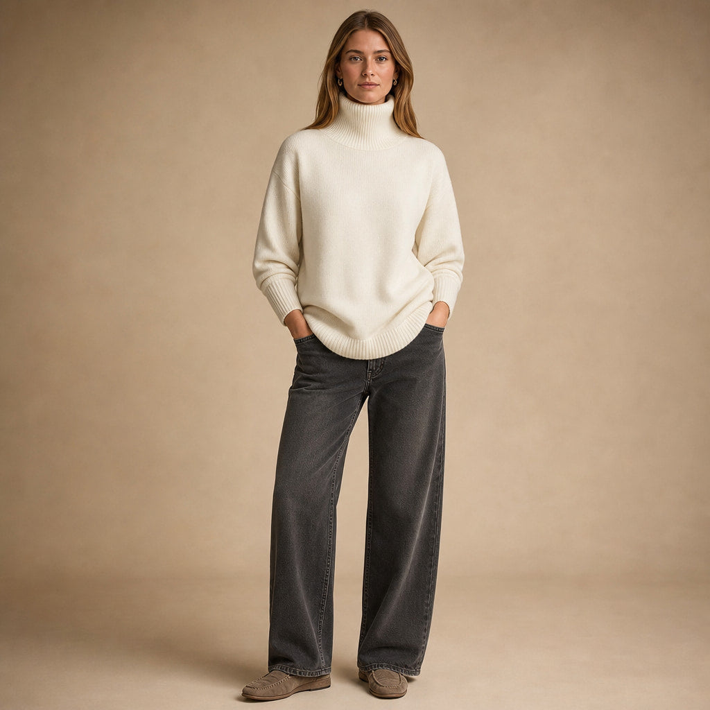 Elegant Cashmere Sweater for Women in White – Mampierimoda Premium Womenswear