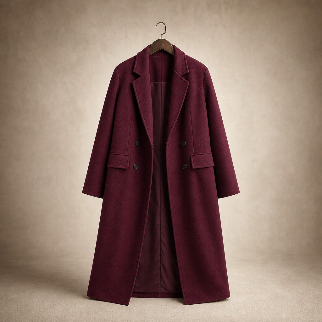 Elegant Double-Breasted Trench Coat for Women Bordeaux – Product Photo