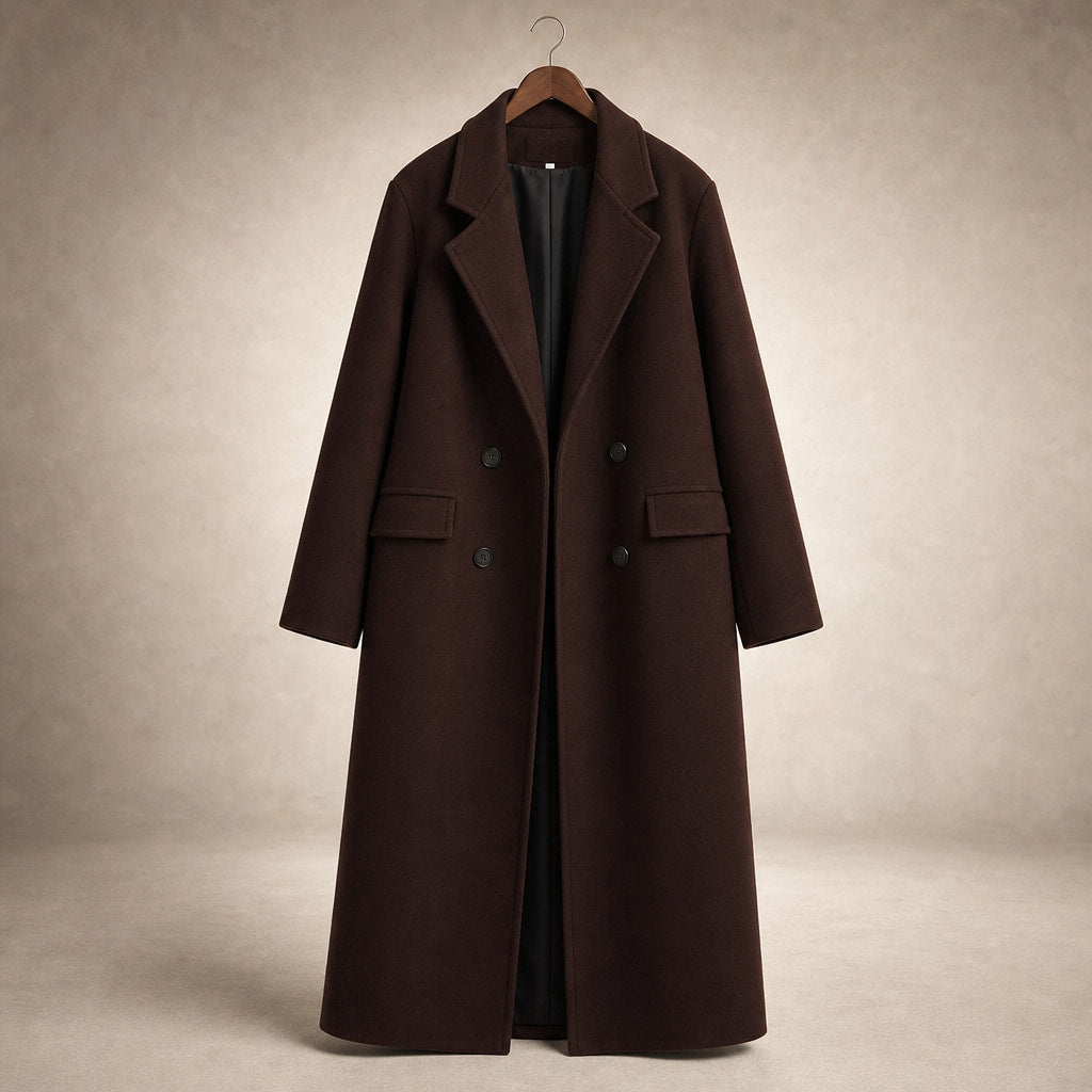 Elegant Double-Breasted Trench Coat for Women Coffee – Product Photo