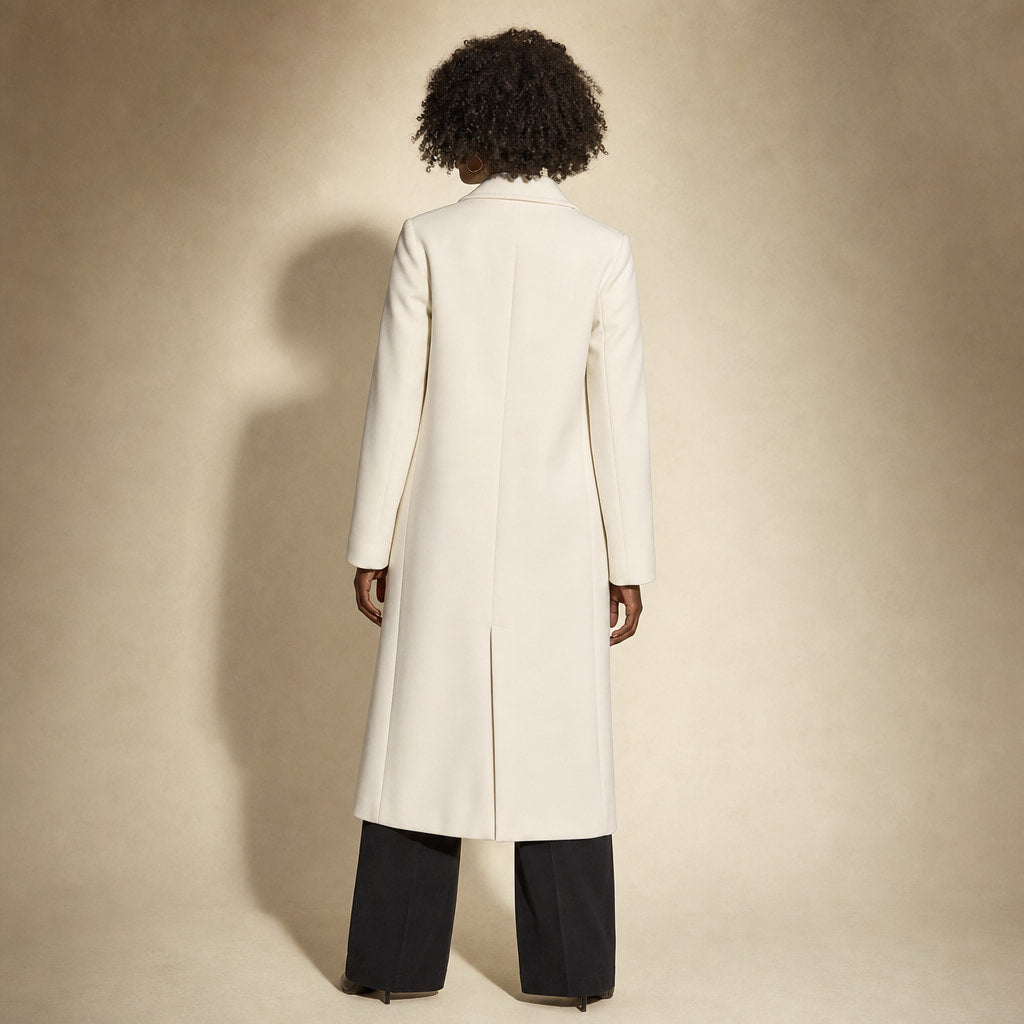 Elegant Double-Breasted Trench Coat for Women White – Full Look
