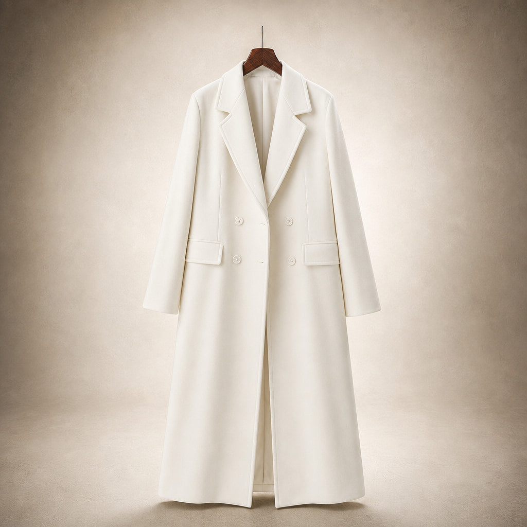 Elegant Double-Breasted Trench Coat for Women White – Product Photo