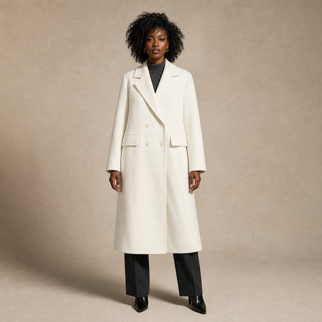 Elegant Double-Breasted Trench Coat for Women in White – Mampierimoda Premium Womenswear