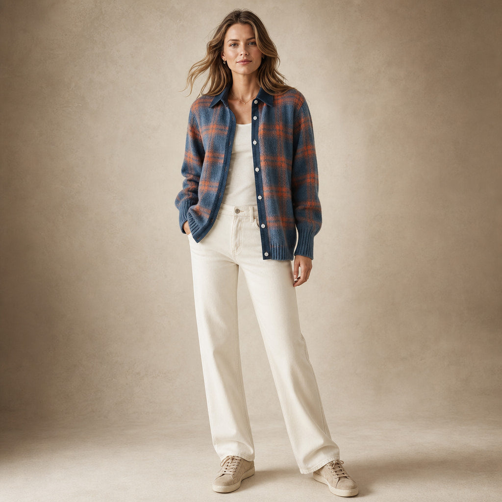 Elegant Long Women's Cardigan - Timeless Cardigan for Every Occasion Blue – Full Look