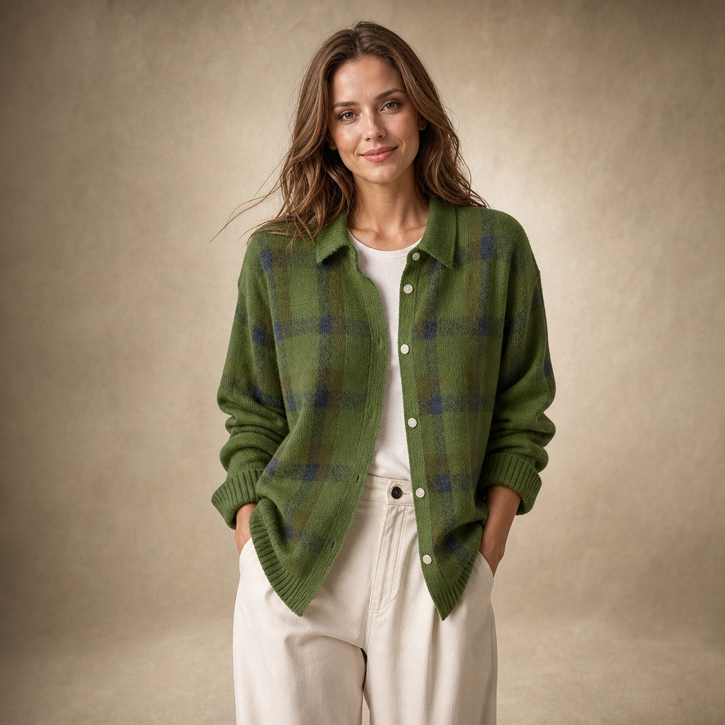 Elegant Long Women's Cardigan - Timeless Cardigan for Every Occasion in Green – Mampierimoda Premium Womenswear