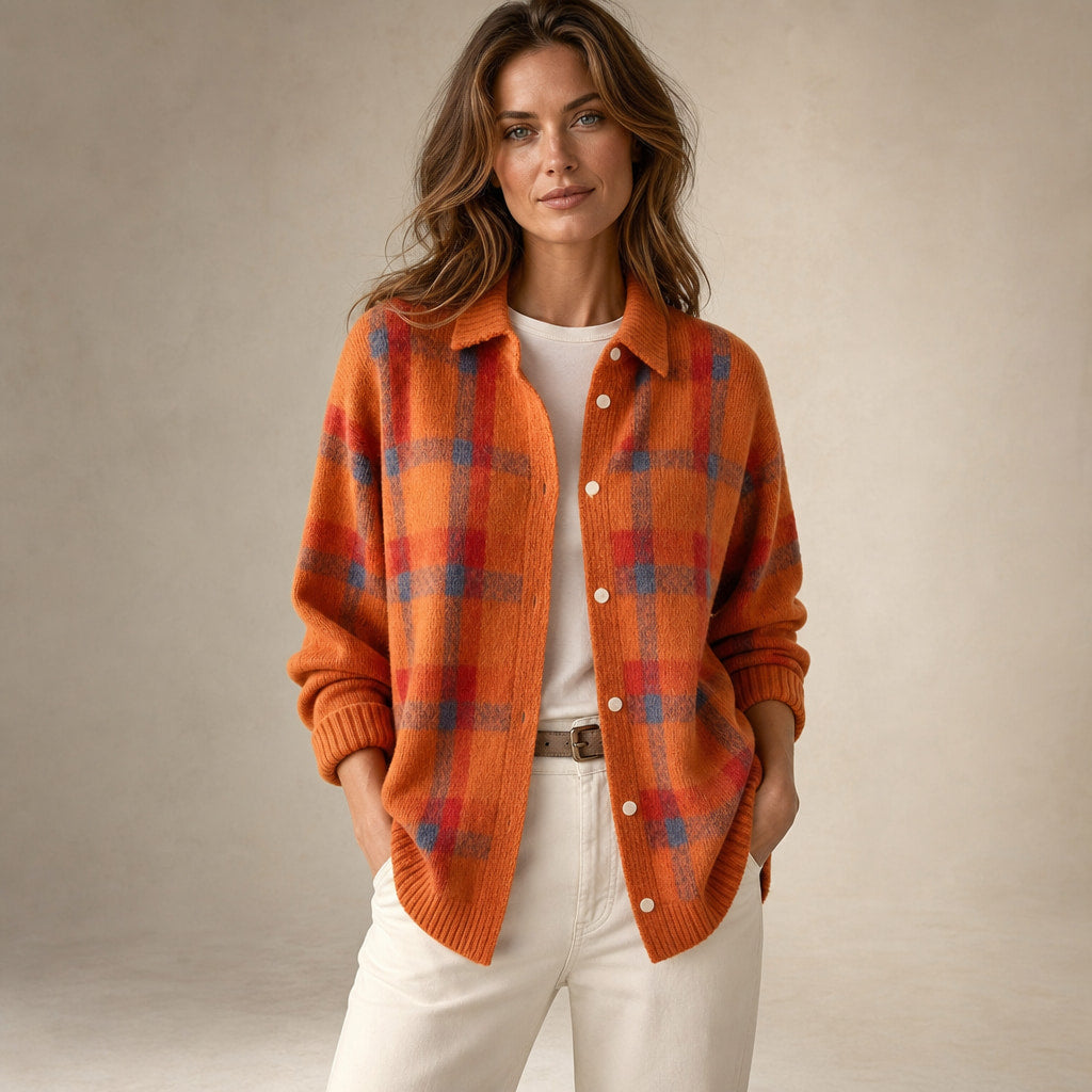 Elegant Long Women's Cardigan - Timeless Cardigan for Every Occasion in Orange – Mampierimoda Premium Womenswear