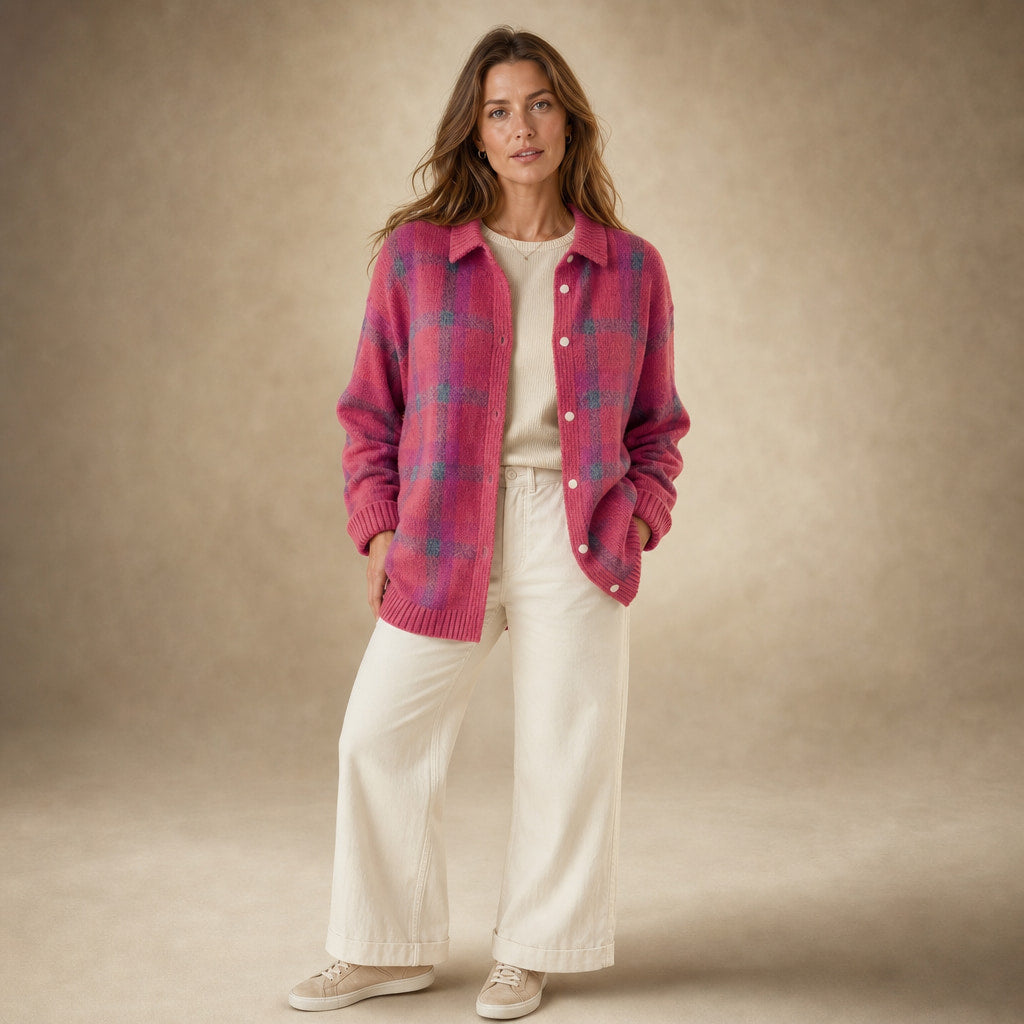 Elegant Long Women's Cardigan - Timeless Cardigan for Every Occasion in Pink – Mampierimoda Premium Womenswear