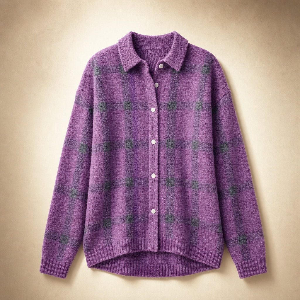 Elegant Long Women's Cardigan - Timeless Cardigan for Every Occasion Purple – Product Photo