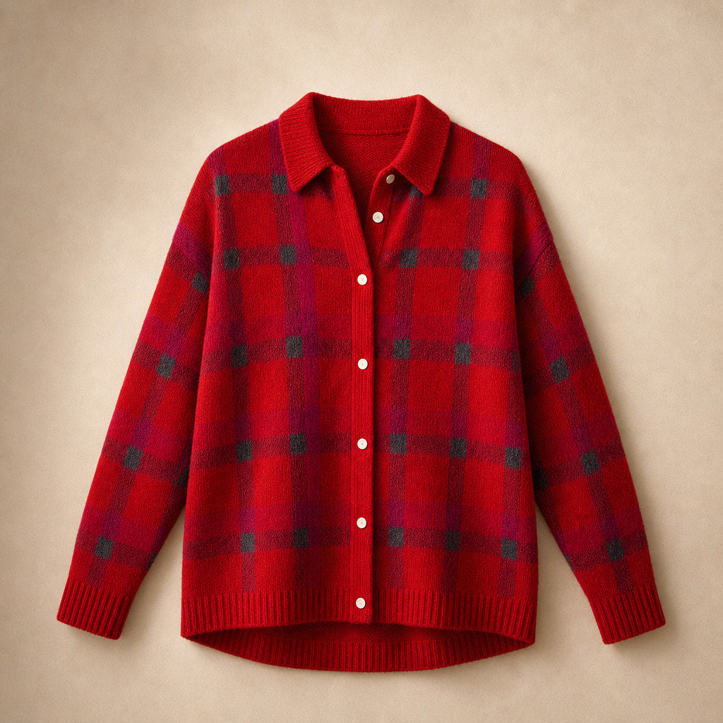 Elegant Long Women's Cardigan - Timeless Cardigan for Every Occasion Red – Product Photo