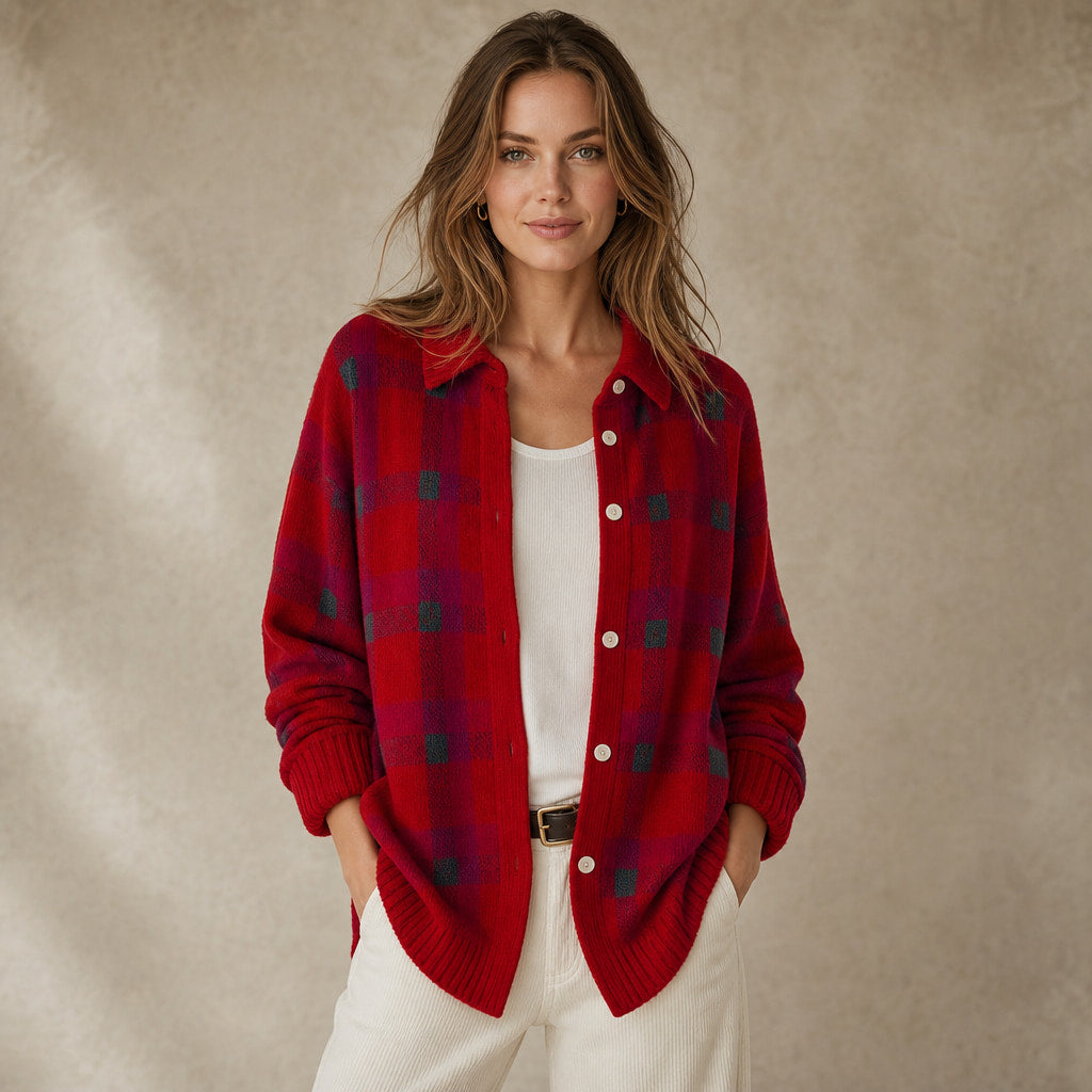 Elegant Long Women's Cardigan - Timeless Cardigan for Every Occasion in Red – Mampierimoda Premium Womenswear