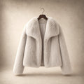 Elegant Luxurious Women's Winter Jacket with Faux Fur Vanilla – Product Photo