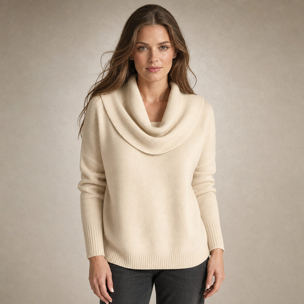 Elegant Turtleneck Sweater for Women in Beige – Mampierimoda Premium Womenswear