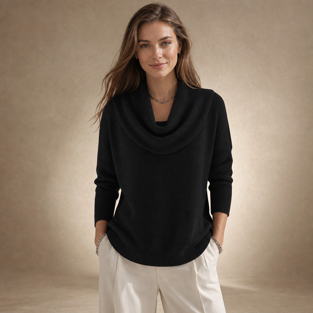 Elegant Turtleneck Sweater for Women in Black – Mampierimoda Premium Womenswear