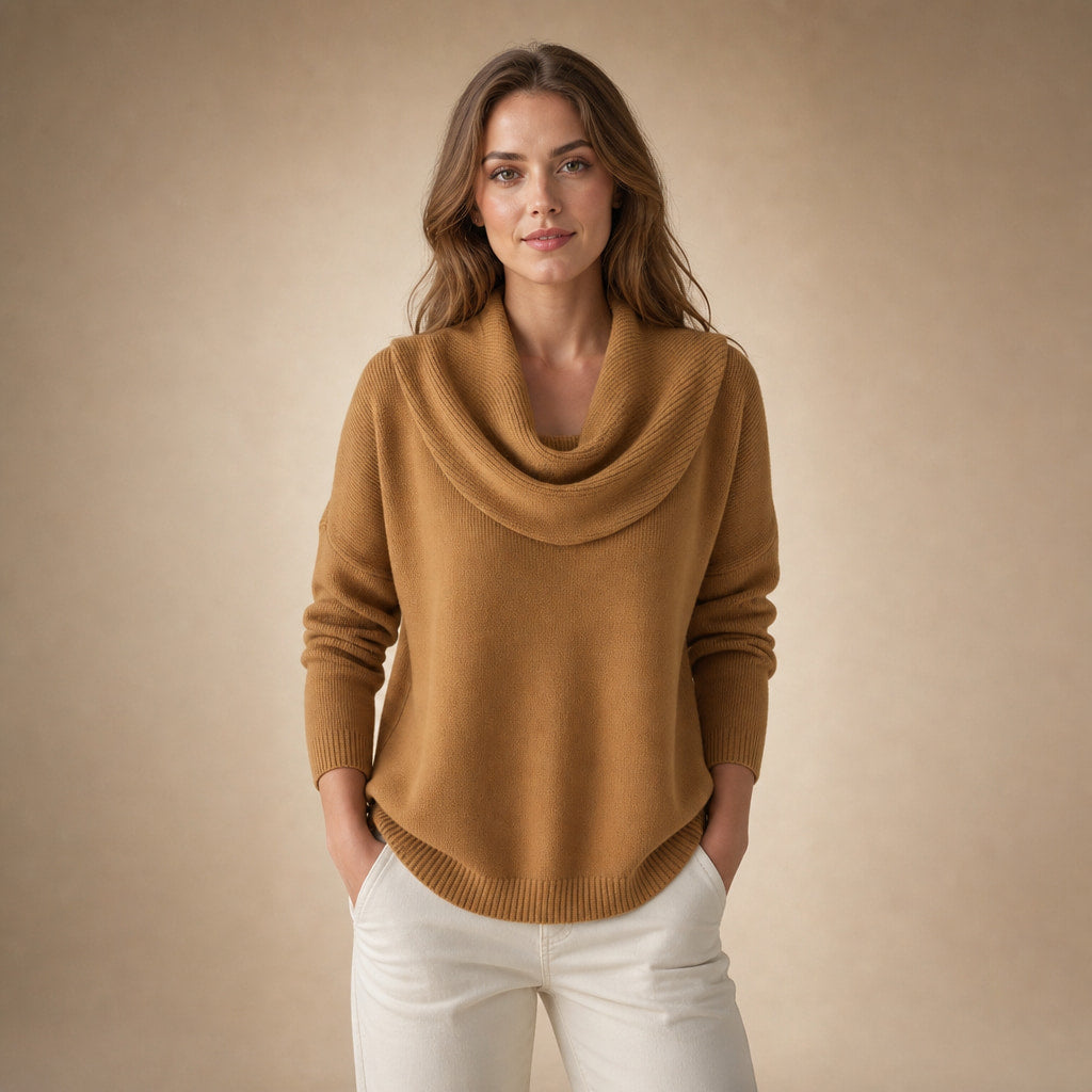 Elegant Turtleneck Sweater for Women in Brown – Mampierimoda Premium Womenswear