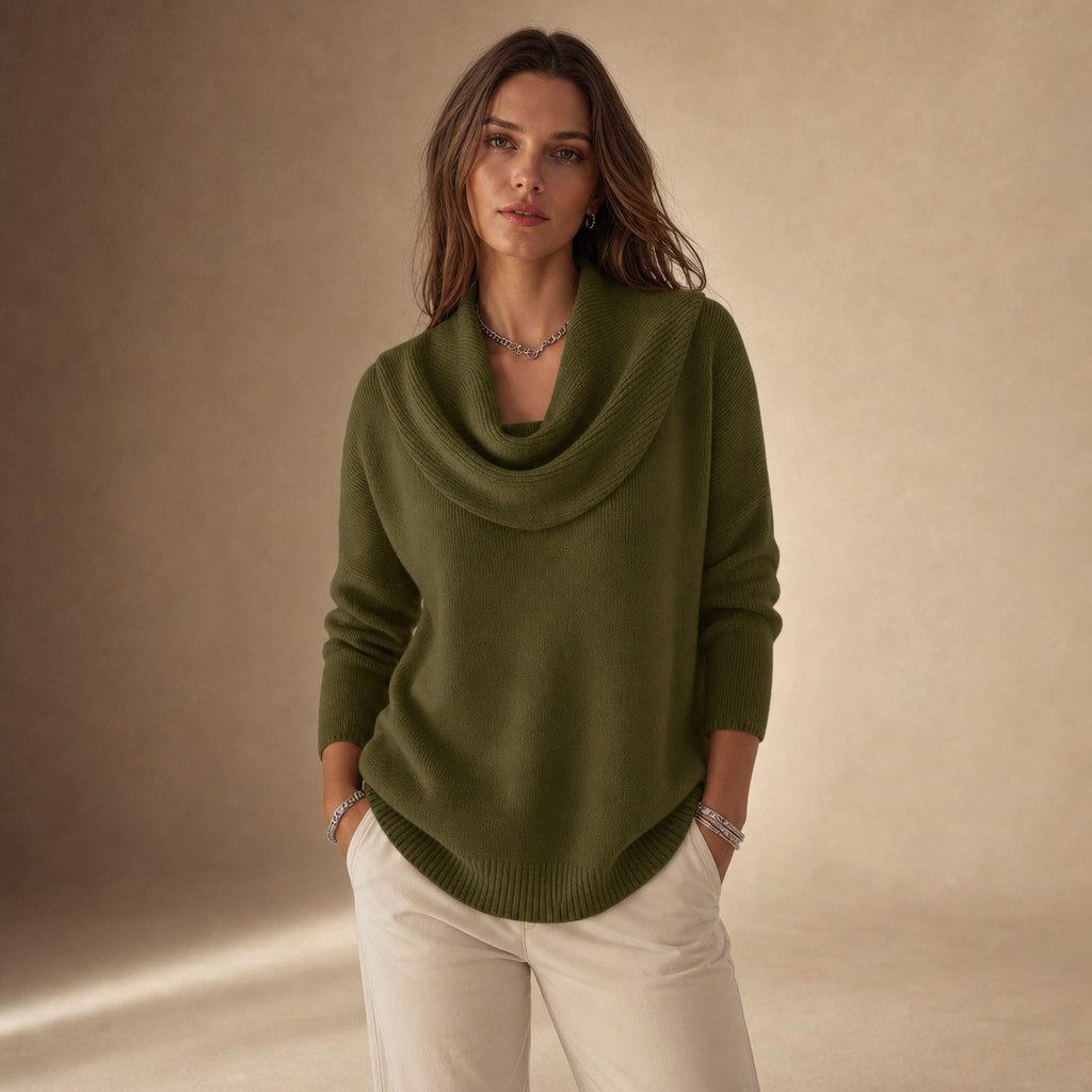 Elegant Turtleneck Sweater for Women in Green – Mampierimoda Premium Womenswear