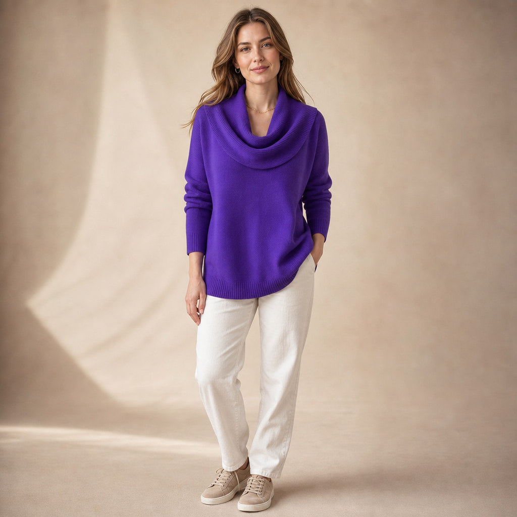 Elegant Turtleneck Sweater for Women in Purple – Mampierimoda Premium Womenswear