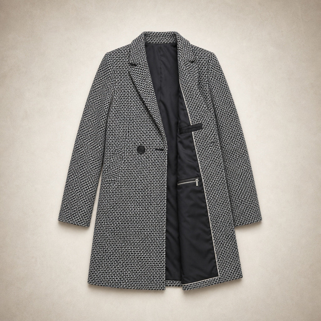 Elegant Warm Women's Long Coat Gray – Flat Lay Product Photo