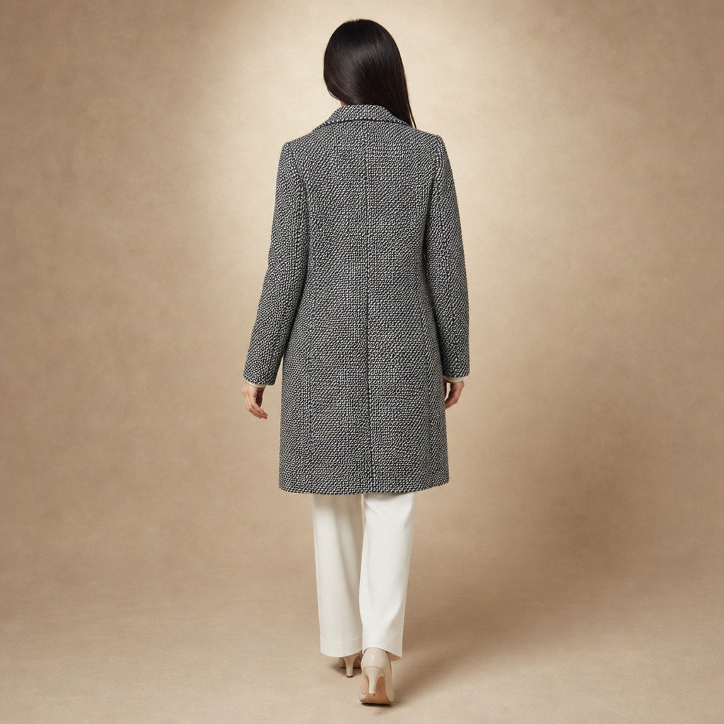 Elegant Warm Women's Long Coat Gray – Full Look