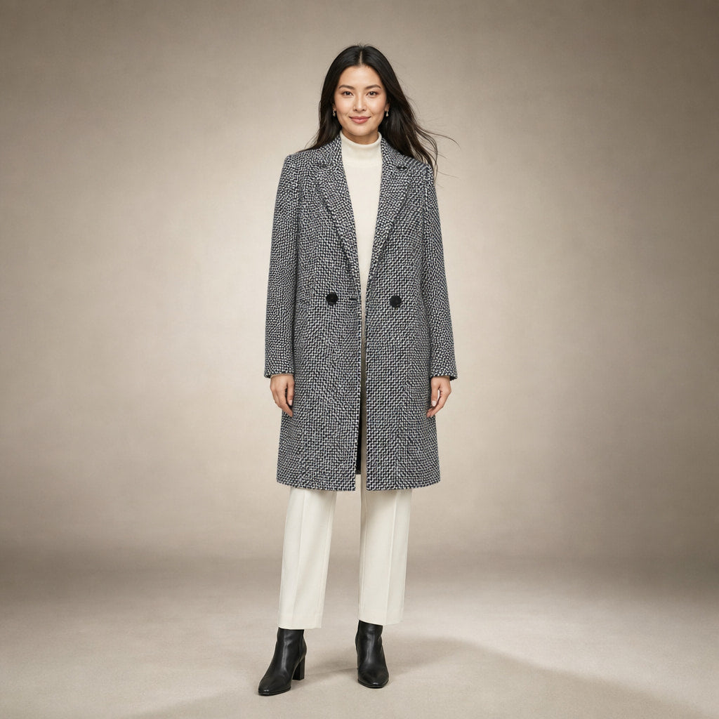 Elegant Warm Women's Long Coat in Gray – Mampierimoda Premium Womenswear
