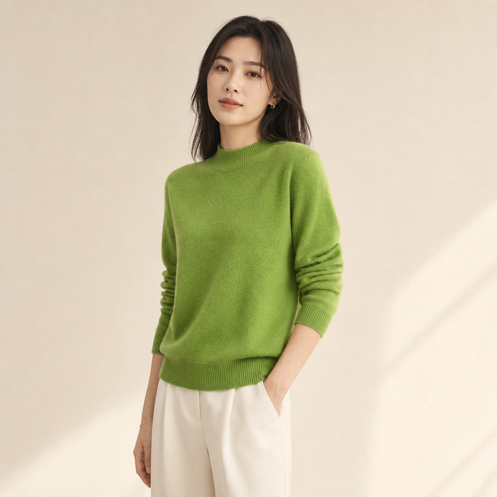 Elegant Women's Cashmere Sweater - Luxuriously Soft and Timeless Orange – Side Angle View