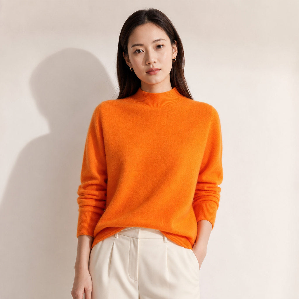 Elegant Women's Cashmere Sweater - Luxuriously Soft and Timeless in Orange – Mampierimoda Premium Womenswear