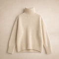 Elegant Women's Cashmere Turtleneck Sweater with High Collar Beige – Product Photo