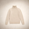Elegant Women's Merino Cashmere Turtleneck Sweater Beige – Product Photo