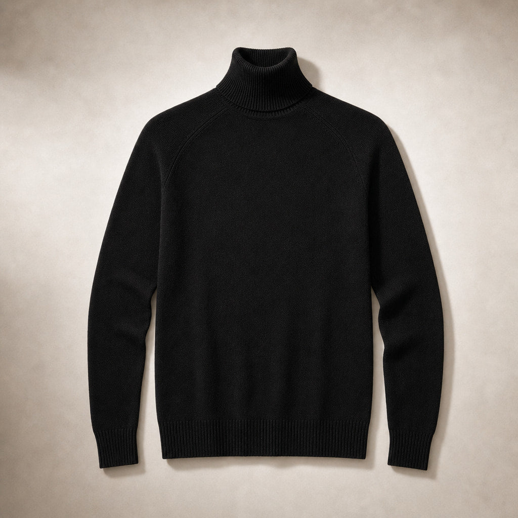 Elegant Women's Merino Cashmere Turtleneck Sweater Black – Product Photo