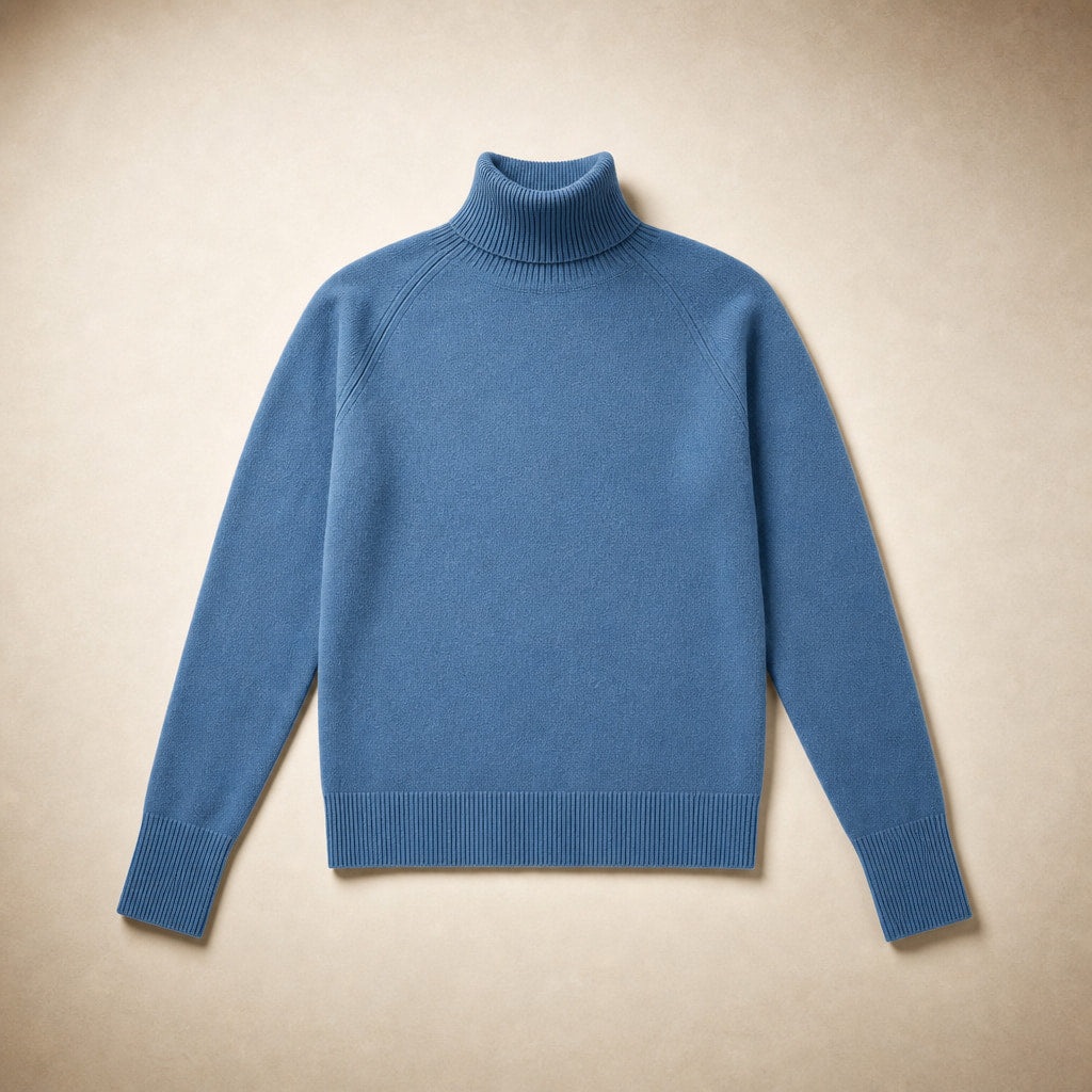 Elegant Women's Merino Cashmere Turtleneck Sweater Blue – Product Photo