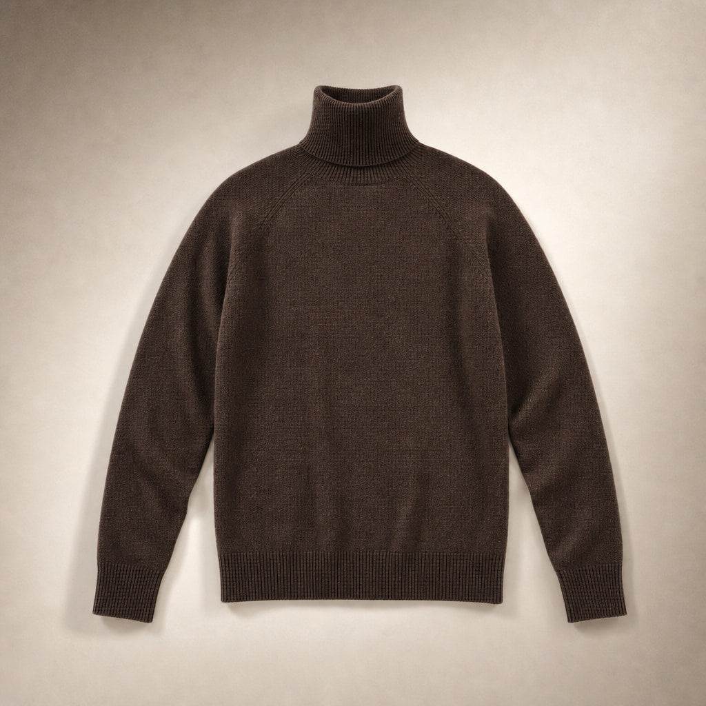 Elegant Women's Merino Cashmere Turtleneck Sweater Brown – Product Photo
